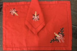 Christmas embroidery placemat set